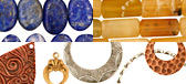 Lapis, gemstone beads and Stampt metal