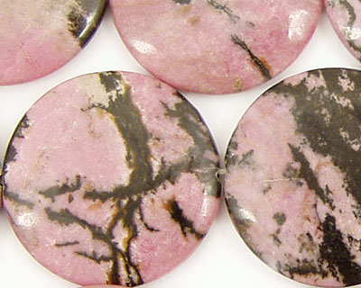 Rhodonite Puff Coin 30mm