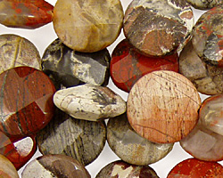 Red Silver Leaf Faceted Coin 14mm