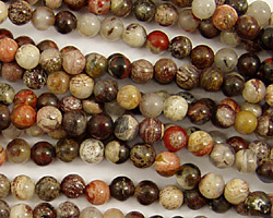 Red Silver Leaf Round 4mm