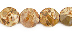 African Brown Rhyolite Faceted Coin 14mm