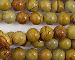 Am. Yellow Picture Jasper Round 8mm
