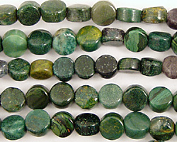African Jade (dk. green) Puff Coin 6mm