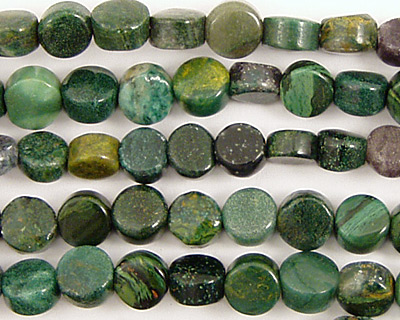 African Jade (dk. green) Puff Coin 6mm