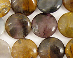 Black Rainbow Opal Puff Coin 16mm