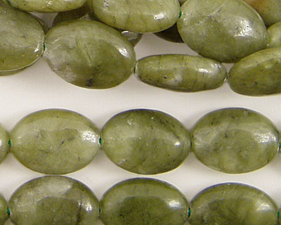 Green Jade Flat Oval 14x10mm