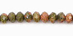 Unakite Faceted Rondelle 8mm
