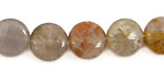 Brown Flower Agate Puff Coin 12mm