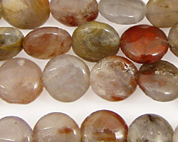 Brown Flower Agate Puff Coin 12mm