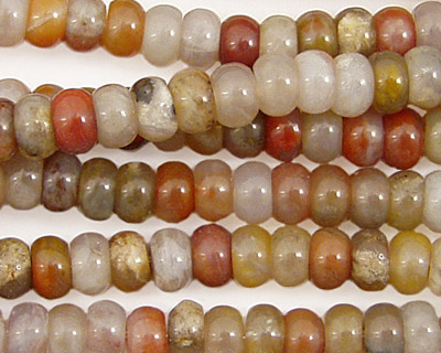 Brown Flower Agate Rondelle 6mm