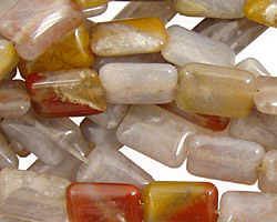 Brown Flower Agate Thin Pillow 12x8mm