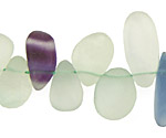 Green Fluorite (matte-finish) Freeform Drop 8x13-12x25mm