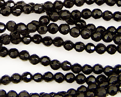 Black Onyx Faceted Round 4mm