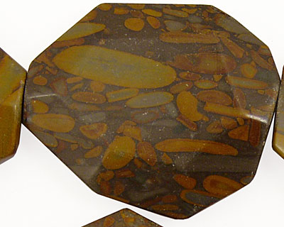 Golden Horse Jasper Faceted Flat Slab 35-45x25-35mm