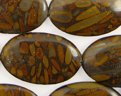 Golden Horse Jasper Flat Oval 30x20mm