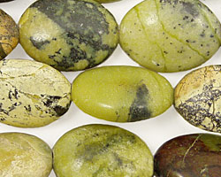 Yellow Turquoise Flat Oval 20x15mm
