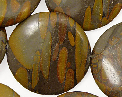 Golden Horse Jasper Puff Coin 30mm
