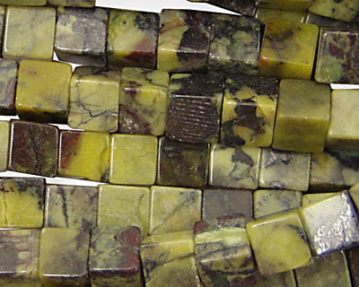 Yellow Turquoise Cube 6mm