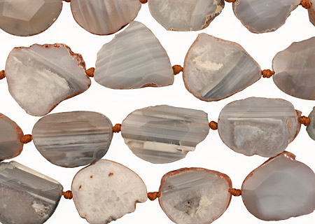 Gray Line Agate Natural Edge Freeform Faceted Slab 27-43x21-41mm