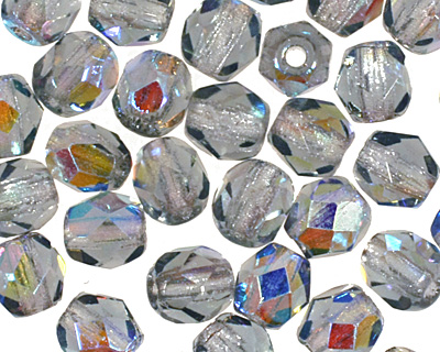 Czech Fire Polished Glass Montana Blue AB Round 4mm