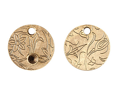 Nunn Design Antique Gold (plated) Decorative Small Circle Bezel Tag 20mm
