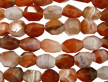 Red & Gray Botswana Agate Faceted Nugget 18-24x13-17mm
