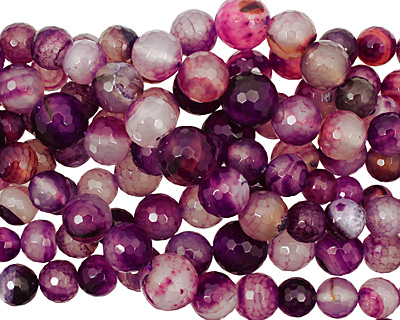 Purple Line Agate Faceted Round Graduated 6-15mm