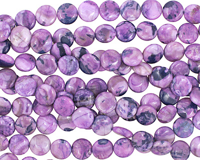 Purple Wave Agate Puff Coin 14mm