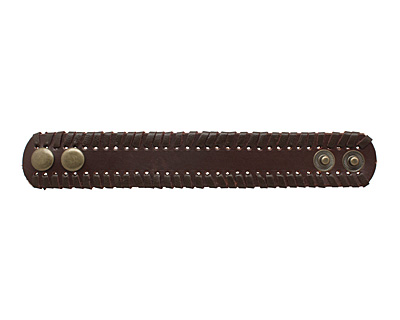 Brown Leather Stitched Edge Cuff 1 1/2