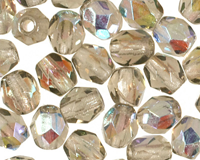 Czech Fire Polished Glass Black Diamond AB Round 3mm