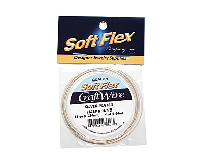Soft Flex Non-Tarnish Silver Half Round Craft Wire 18 gauge, 4 yards