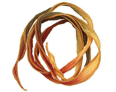 Autumn Leaves Hand Dyed 100% Silk Ribbon 1/2