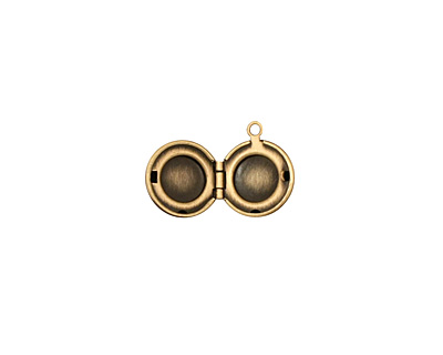 Antique Brass (plated) Small Round Ribbon Heirloom Locket 13x15mm