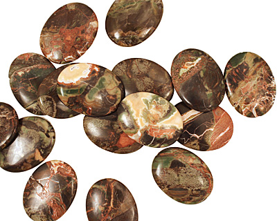 Red Forest Agate Flat Oval 40x30mm