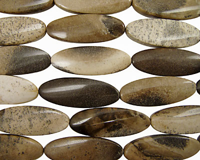 Mexican Painting Stone Wavy Flat Oval 55x21mm