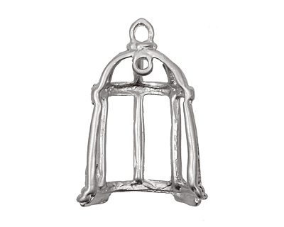Ezel Findings Rhodium (plated) Bird Cage Pendant 16x31mm