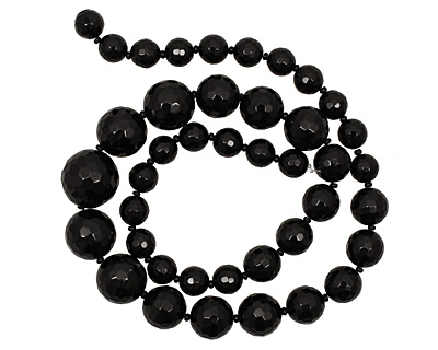 Black Onyx Faceted Round Graduated 8-15mm