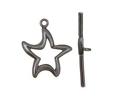 Gunmetal Stylized Star Toggle Clasp 24x20mm, 29mm bar