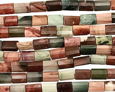 Imperial Jasper Long Faceted Thin Pillow 17-18x12mm