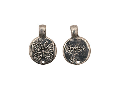 Green Girl Pewter Butterfly Pendant 17x24mm