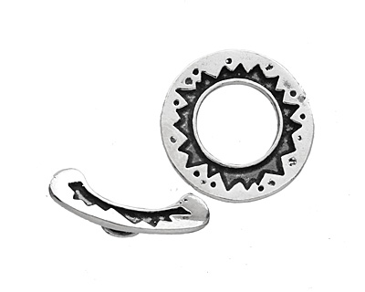 Saki Sterling Silver Sunburst Toggle Clasp 20mm, 21mm bar