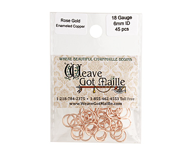 Rose Gold Enameled Copper Round Jump Ring 8mm, 18 gauge