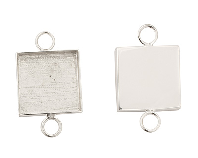 Silver (plated) Square Bezel Link 19mm
