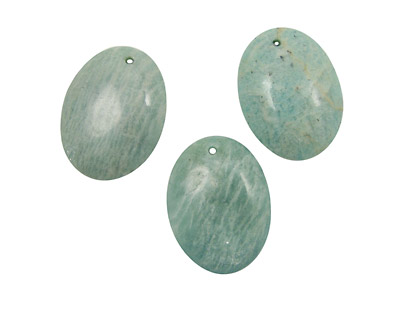 Russian Amazonite (light) Flat Oval Pendant 30x40mm