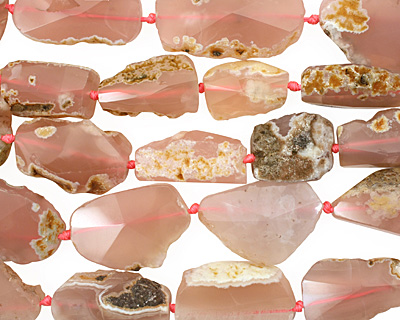 Pink Opal Faceted Freeform Nugget Graduated 25-55x18-30mm