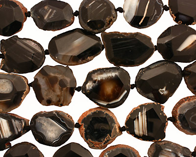 Black Agate Natural Edge Freeform Faceted Slab 27-41x21-30mm