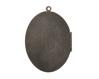 Gunmetal Oval Scalloped Shell w/Cab Setting Heirloom Locket 48x64mm