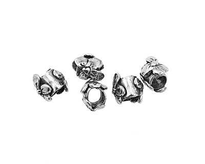 Rustic Charms Sterling Silver Thick Flower Slide 12x10mm