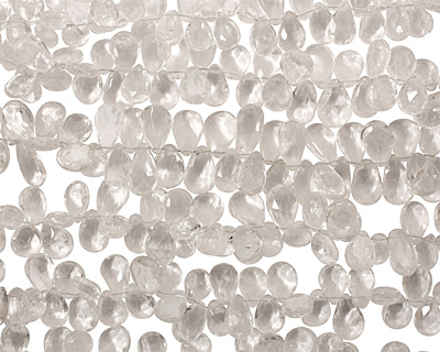 White Topaz Faceted Flat Teardrop 6-10x10-14mm