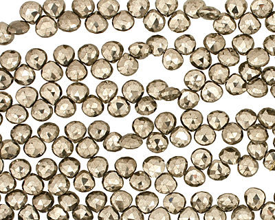 Golden Pyrite (silver tone) Faceted Flat Teardrop 6-7mm